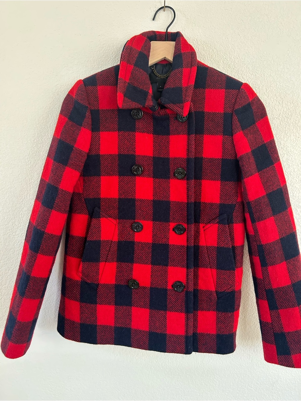 J. Crew Red and Black Buffalo Plaid Coat